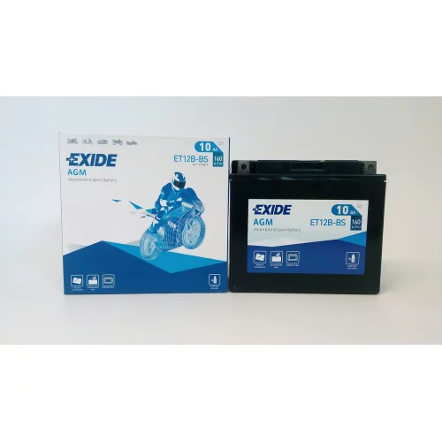 AKUMULATOR EXIDE BIKE AGM MOTOCYKLOWY ET12B-BS/YT12B-BS 12V 10AH
