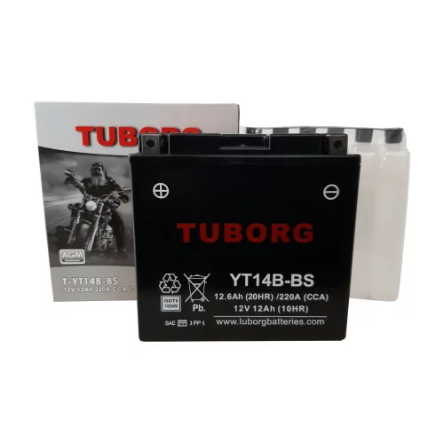 AKUMULATOR MOTOCYKLOWY TUBORG AGM YT14B-BS 12V 12AH 220A