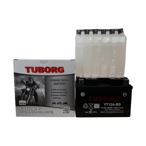 AKUMULATOR MOTOCYKLOWY TUBORG AGM YT12A-BS 12V 10AH 180A