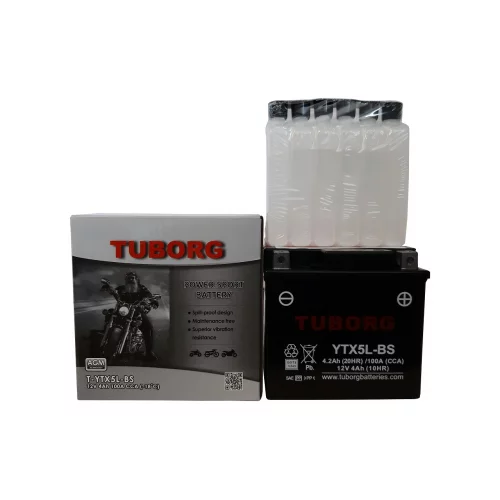 AKUMULATOR MOTOCYKLOWY TUBORG AGM YTX5L-BS 12V 4AH 100A