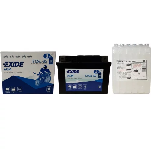 AKUMULATOR EXIDE BIKE AGM MOTOCYKLOWY ETX4L-BS/YTX4L-BS 12V 3AH