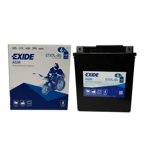 AKUMULATOR EXIDE BIKE AGM MOTOCYKLOWY ETX7L-BS/YTX7L-BS 12V 6AH