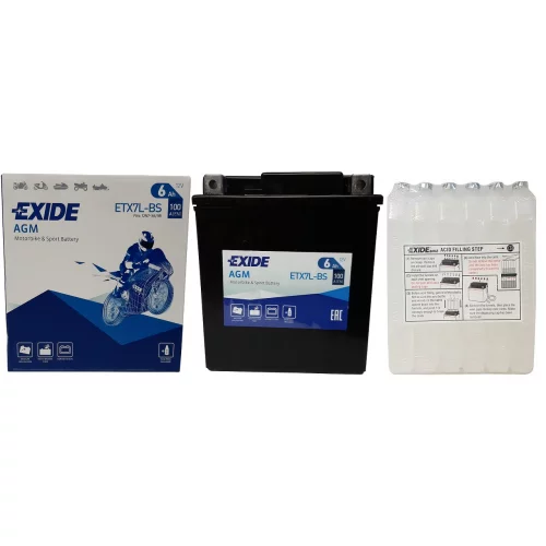 AKUMULATOR EXIDE BIKE AGM MOTOCYKLOWY ETX7L-BS/YTX7L-BS 12V 6AH