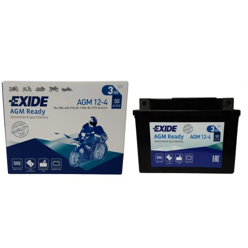 AKUMULATOR EXIDE BIKE MOTOCYKLOWY AGM 12-4 12V 3AH AKUMULATOR EXIDE BIKE MOTOCYKLOWY AGM 12-4 12V 3AH