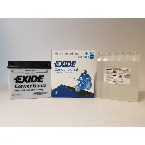 AKUMULATOR EXIDE KOSIARKA/MOTOCYKL E60-N30-A 12V 30AH 300A AKUMULATOR EXIDE KOSIARKA/MOTOCYKL E60-N30-A 12V 30AH 300A