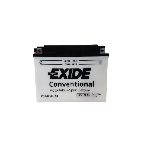 AKUMULATOR EXIDE MOTOCYKLOWY E50-N18L-A3 12V 20AH 260A AKUMULATOR EXIDE MOTOCYKLOWY E50-N18L-A3 12V 20AH 260A