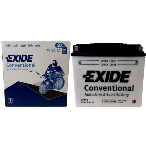 AKUMULATOR EXIDE MOTOCYKLOWY 51913/12Y16A-3A 12V 20AH 210A AKUMULATOR EXIDE MOTOCYKLOWY 51913/12Y16A-3A 12V 20AH 210A