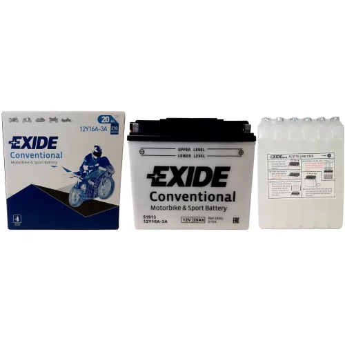 AKUMULATOR EXIDE MOTOCYKLOWY 51913/12Y16A-3A 12V 20AH 210A AKUMULATOR EXIDE MOTOCYKLOWY 51913/12Y16A-3A 12V 20AH 210A