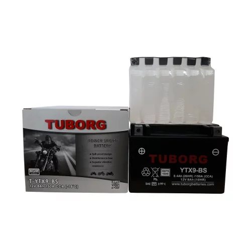 AKUMULATOR MOTOCYKLOWY TUBORG AGM YTX9-BS 12V 8AH 150A