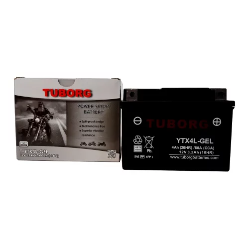 AKUMULATOR MOTOCYKLOWY TUBORG YTX4L-GEL 12V 3.2AH 60A