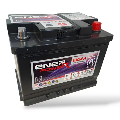 ENERPOWER AGM START STOP 12V 60Ah 680A ENERPOWER AGM START STOP 12V 60Ah 680A